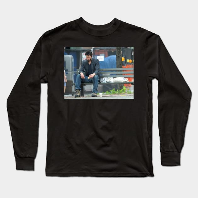 Sad Keanu Reeves Long Sleeve T-Shirt by foozler